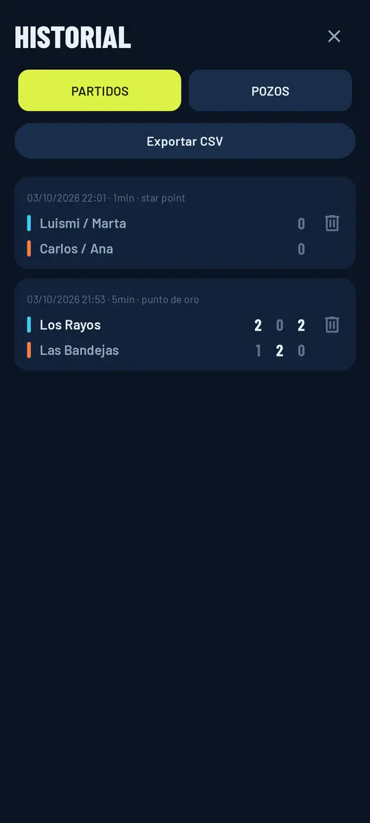 Historial de partidos
