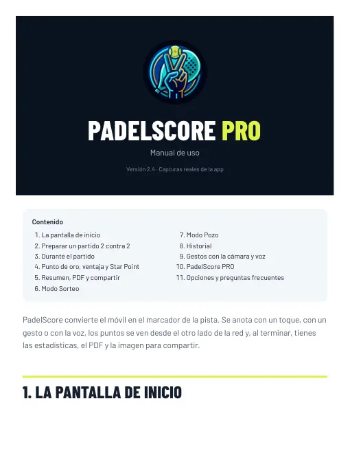Portada del manual de PadelScore Pro