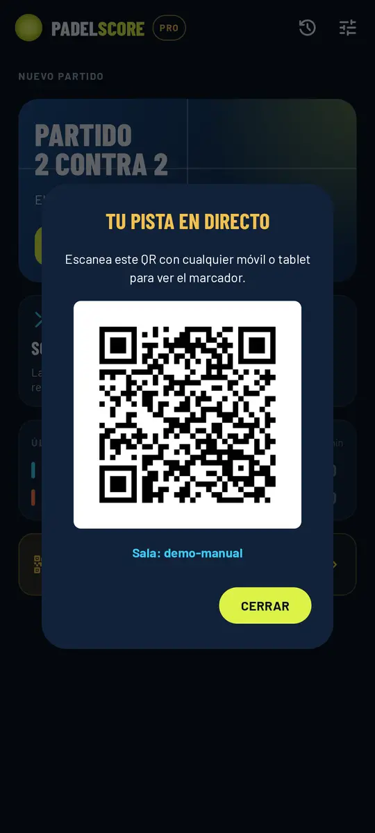QR del marcador en directo
