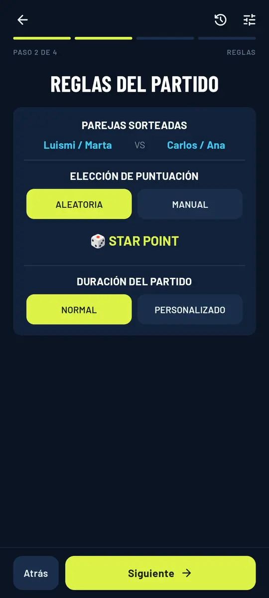 Parejas sorteadas